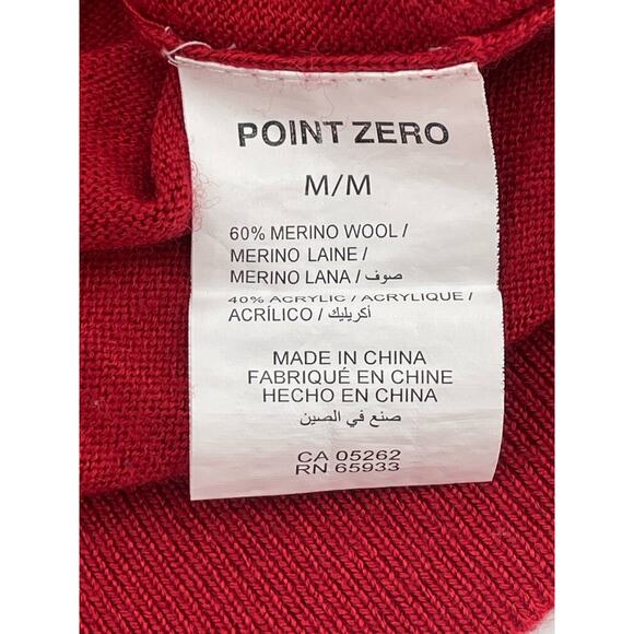 Point Zero Merino‎ Wool Blend Men’s Sweater, V-neck, Red, Sz. M. Soft Preppy - Picture 5 of 10
